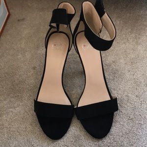 Strap black sandal heels